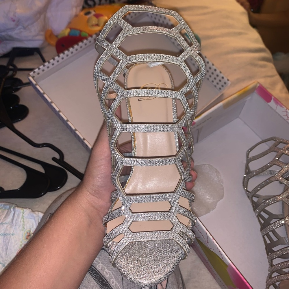 Silver high heels